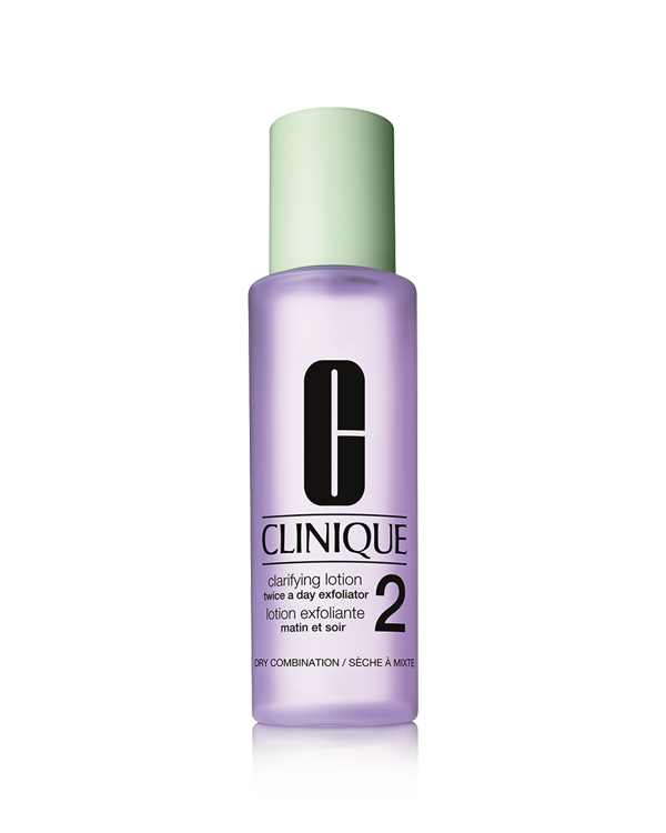 Clarifying Lotion Twice a Day Exfoliator 2, 在有效并温和清理皮层的同时，保持肌肤水油平衡，令肌肤不干燥。同时提升皮肤光亮度、光滑度和柔软度，使后续滋润品更好的吸收，改善肌肤问题。适合倩碧第二肌肤类型
